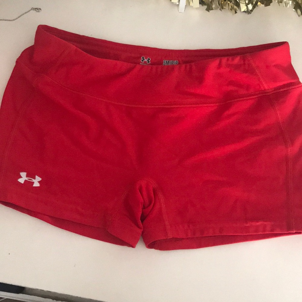 Red under armour compression shorts
